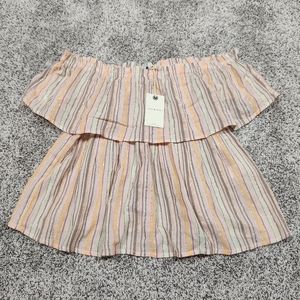 Lucky Brand Ruffle Striped Off the Shoulder Top
